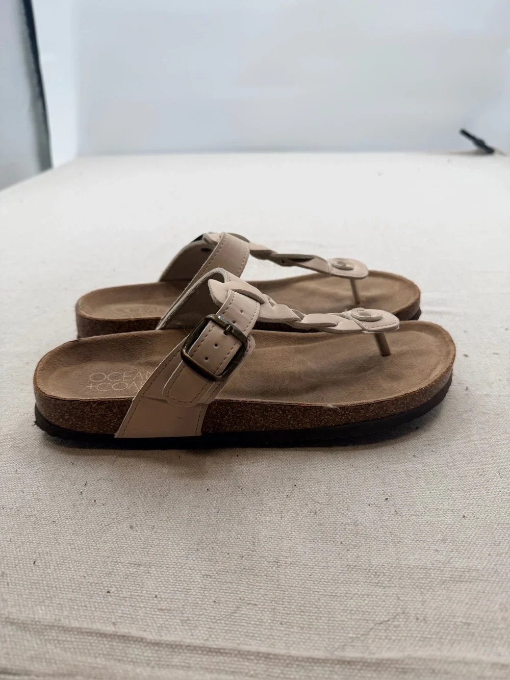 Women’s Neutral Braided Toe-Post Sandals - Beige